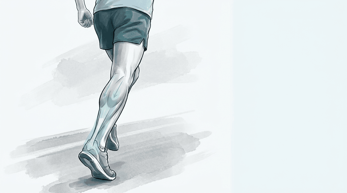 Illustrazione editoriale: tendinopatia achillea nel corridore e complesso surale