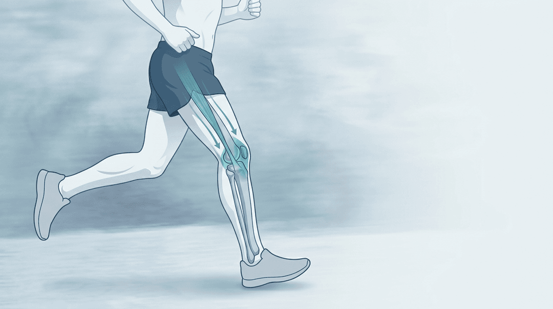 Illustrazione editoriale: dolore al ginocchio nel runner amatoriale e meccanica rotulea