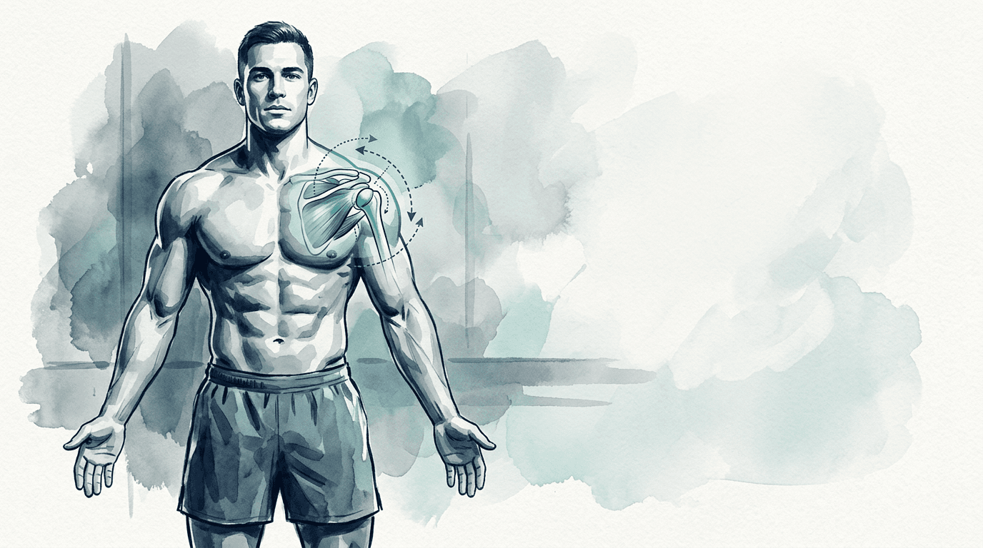 Illustrazione editoriale: dolore alla spalla nel bodybuilder e complesso gleno-omerale