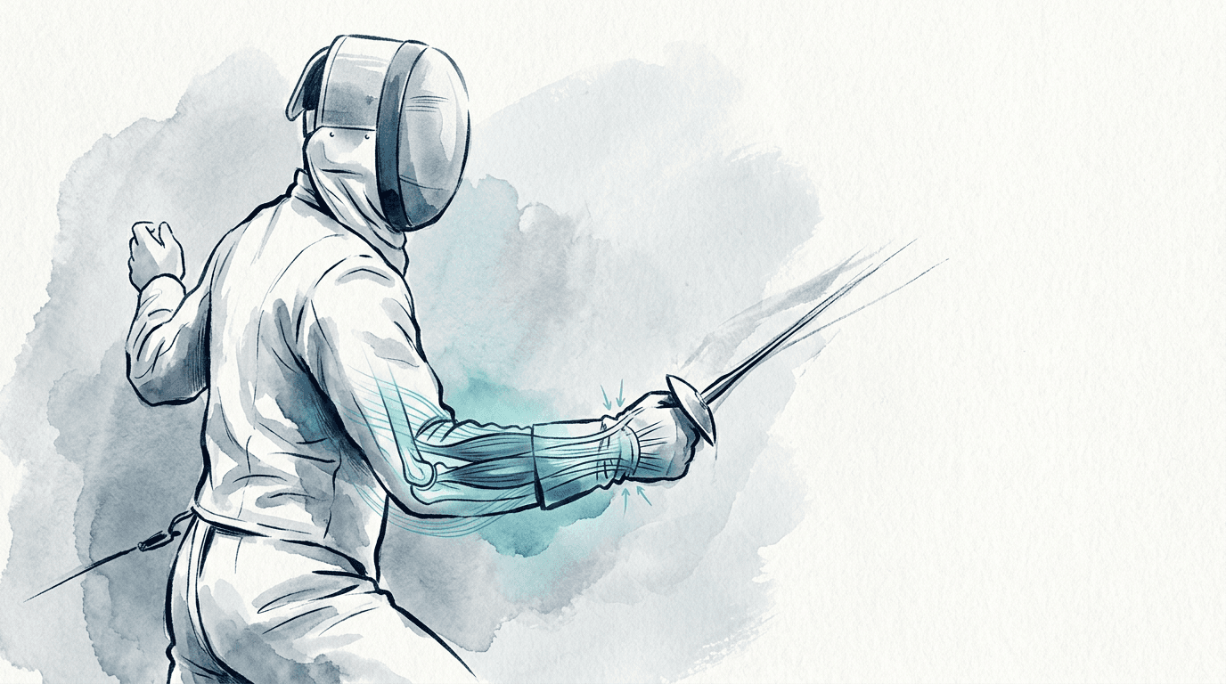 Illustrazione editoriale: tendinopatia del polso nello schermidore e complesso radio-ulnare distale