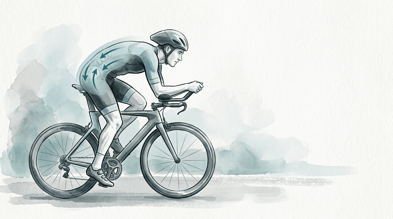 Illustrazione editoriale: lombalgia cronica nel ciclista agonista e disfunzione sacroiliaca bilaterale