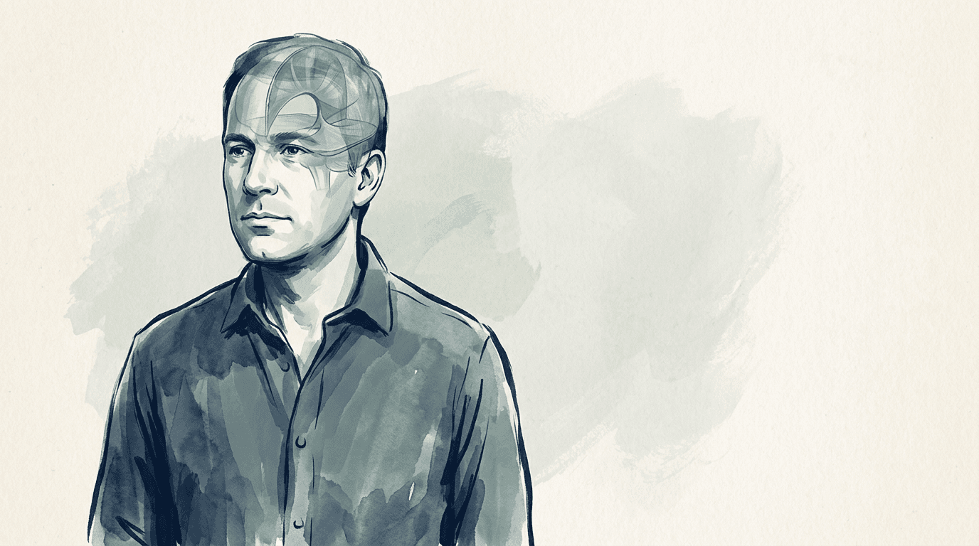 Illustrazione editoriale: cefalea globale, tensione longitudinale della dura madre e pattern falce-tentorio