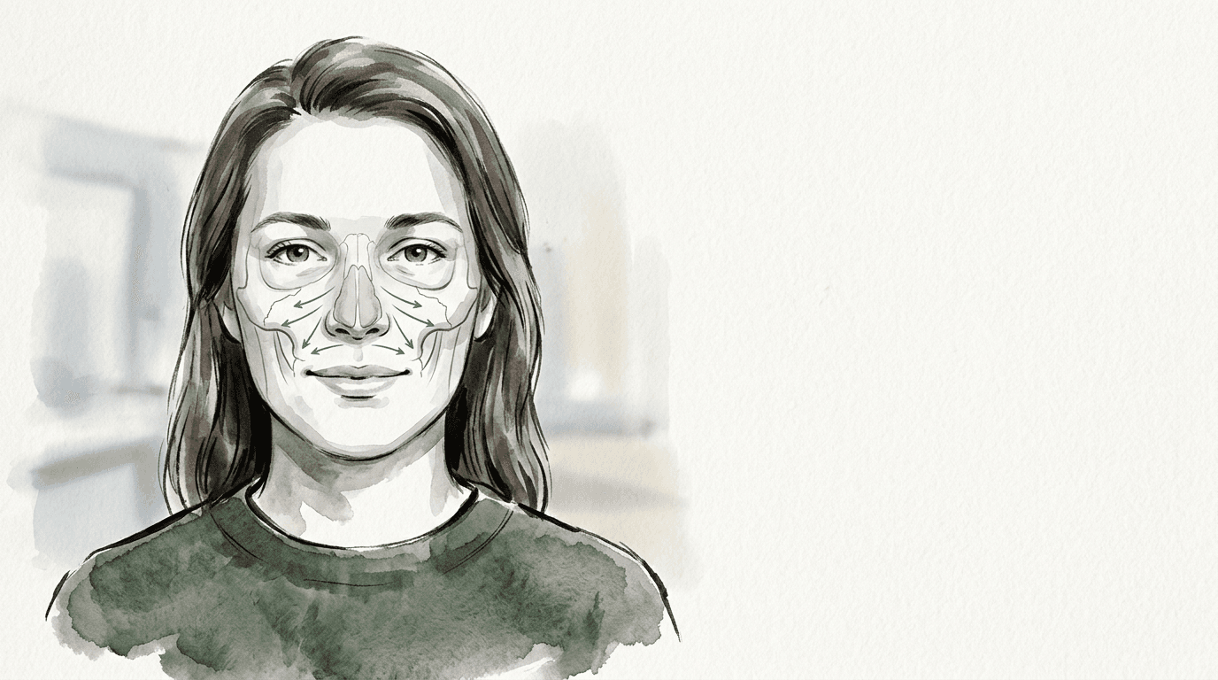 Illustrazione editoriale: tensione cranio-facciale post-ortodontica, mascellare e palatino